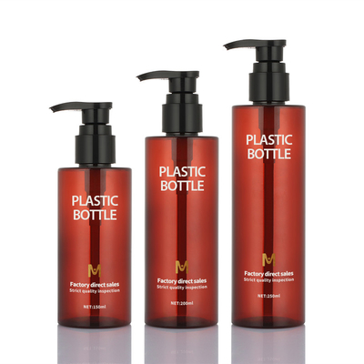 シャワーのゲルのための円形のこはく色のシャンプーのびんポンプ スプレーヤー150ml 200ml 250ml