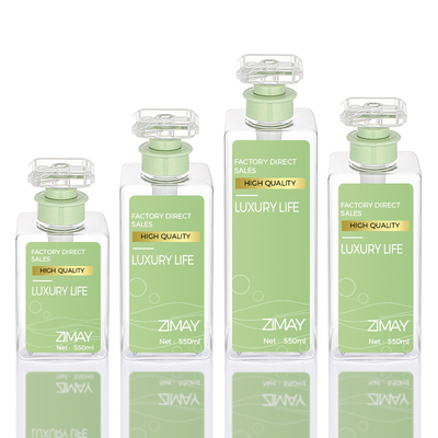 注文のシャワー オイル平らな300ml 400ml 800mlのシャンプーのびんのあたりで空長方形ポンプ