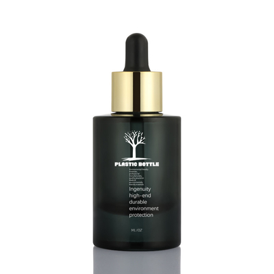 30ml ブラック フロスト ガラス ラウンド モダン ノベル デザイン コスメティック パッケージ セラム エッセンシャル オイル スポイト ボトル 1オンス