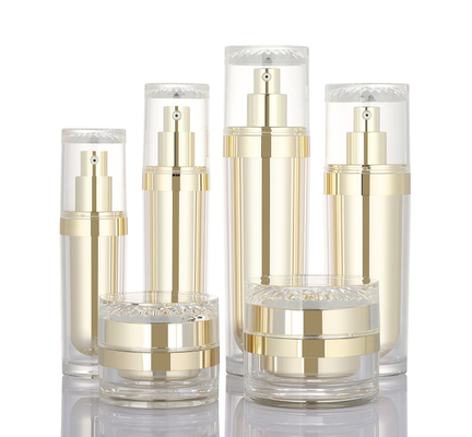 30ml 50ml 100ml 120mlのプラスチック アクリルの美の構造の化粧品のローションのびん50gの贅沢なクリーム色の容器のskincareセット