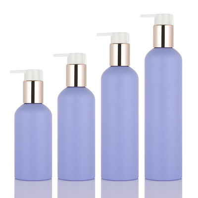 Ecoの友好的なペット150ml 200ml 250ml 8つのoz新式の曇らされたすみれ色ボディ洗浄ローションのシャワーのゲルの金ポンプ出版物のびん