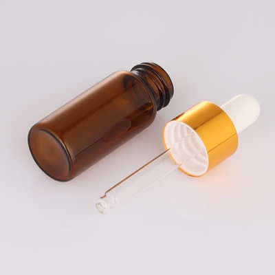 曇らされた5ml 10mlの空の化粧品のびんのこはく色の点滴器の円形の表面血清のびん