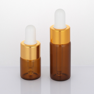曇らされた5ml 10mlの空の化粧品のびんのこはく色の点滴器の円形の表面血清のびん