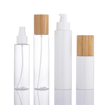 Ecoの友好的なペット タケ ポンプふたが付いているプラスチック化粧品の包装のシャンプーのびん