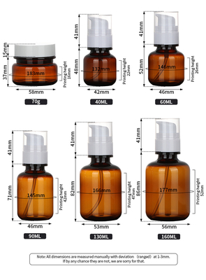 Leakproofペット化粧品の包装セット90ml 130ml 160ml Recycable