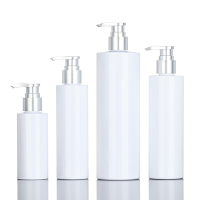 ペット白い円形のシャワーのゲル200ml 500mlの銀製の上の血清のコンディショナーのプラスチック シャンプー ポンプSkincareの包装のびん