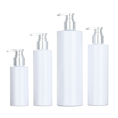 ペット白い円形のシャワーのゲル200ml 500mlの銀製の上の血清のコンディショナーのプラスチック シャンプー ポンプSkincareの包装のびん