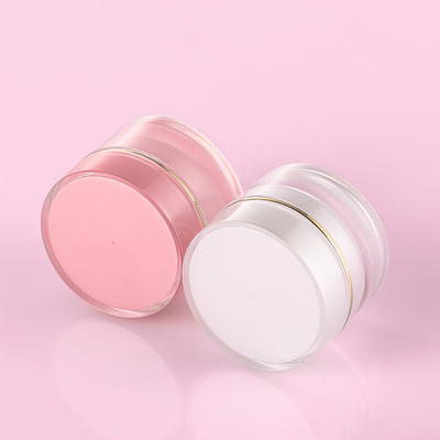 ピンクの贅沢なボディ バター包装のクリーム色の瓶Skincareはねじ帽子の金の縁の化粧品の容器によってごしごし洗う