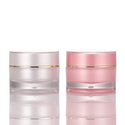ピンクの贅沢なボディ バター包装のクリーム色の瓶Skincareはねじ帽子の金の縁の化粧品の容器によってごしごし洗う